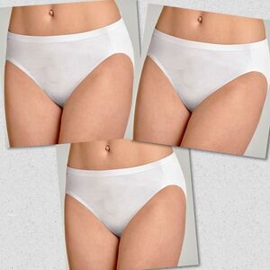 NWT Jockey Pack of 3 XL Travel Hi Cut French White Breathable Dryes fast & Comfy